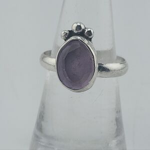 AMETHYST SOLITARY PROMESS RING HANDMADE IN STERLING SILVER Size 8